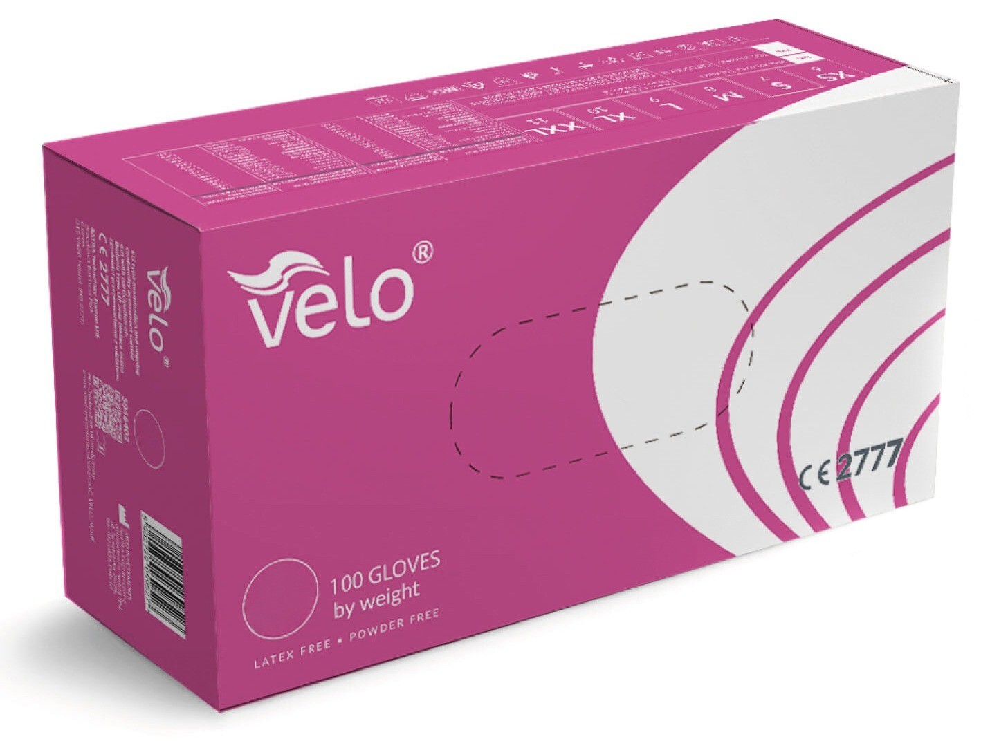VELO NITRILE Nitrilové chirurgické rukavice bez pudru, ružové, 100 ks, S