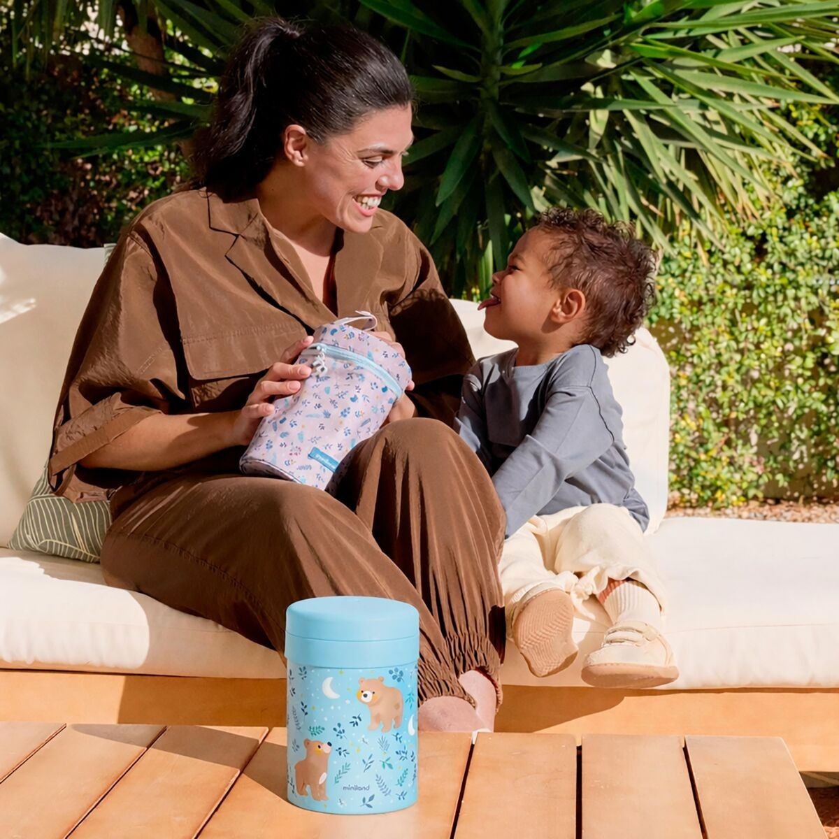 Miniland Termoska na jedlo s 2 hermetickými nádobami Dreamland 700 ml – Medvedíky