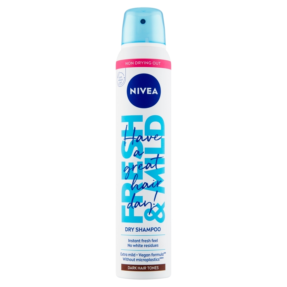 NIVEA Fresh & Mild Suchý šampón pre tmavší tón vlasov, 200 ml