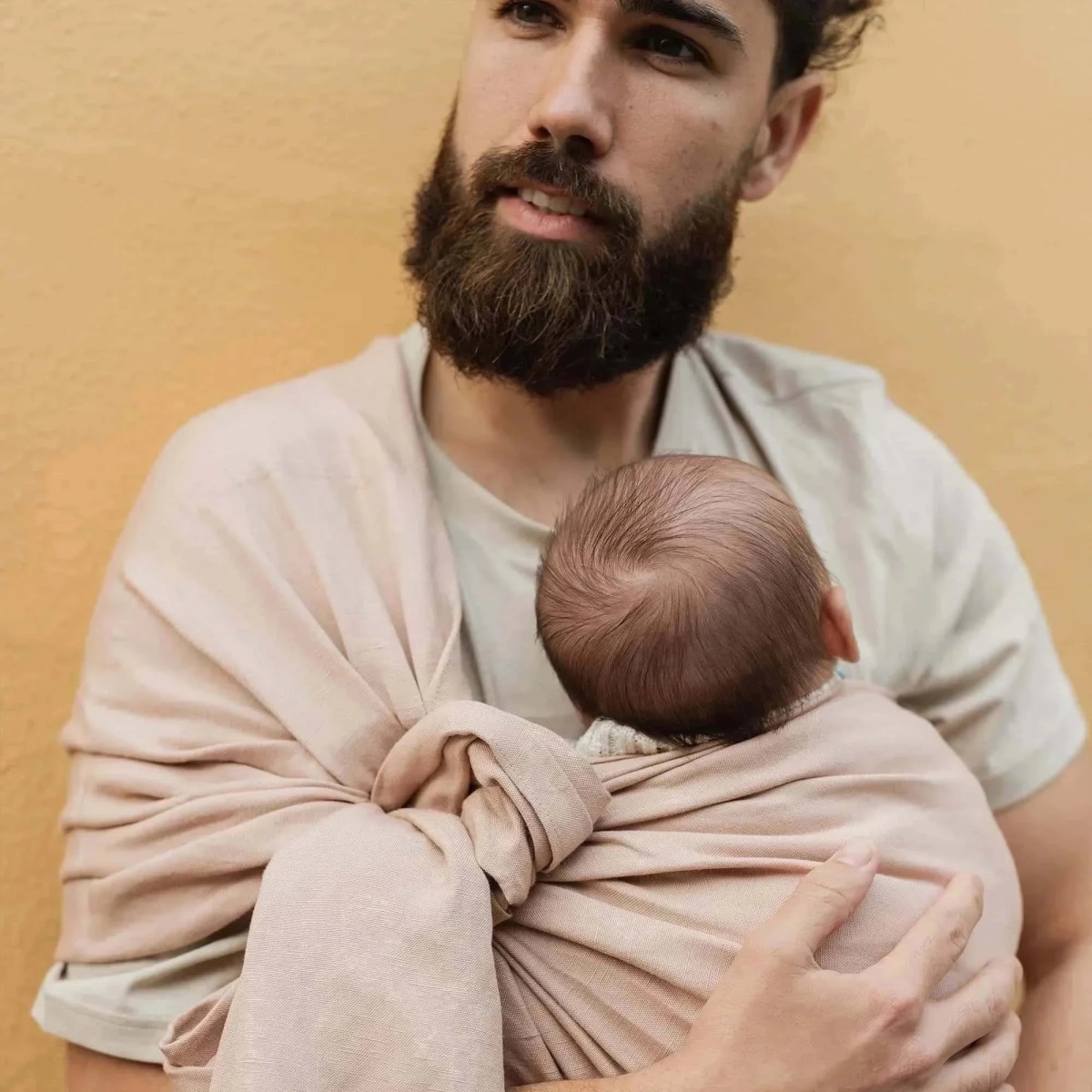 BOBA Ring Sling  Detský nosič/šatka z ľanu, púdrovo ružová