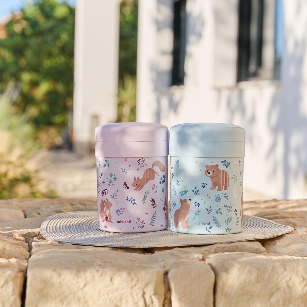 Miniland Termoska na jedlo s 2 hermetickými nádobami Dreamland 700 ml – Medvedíky
