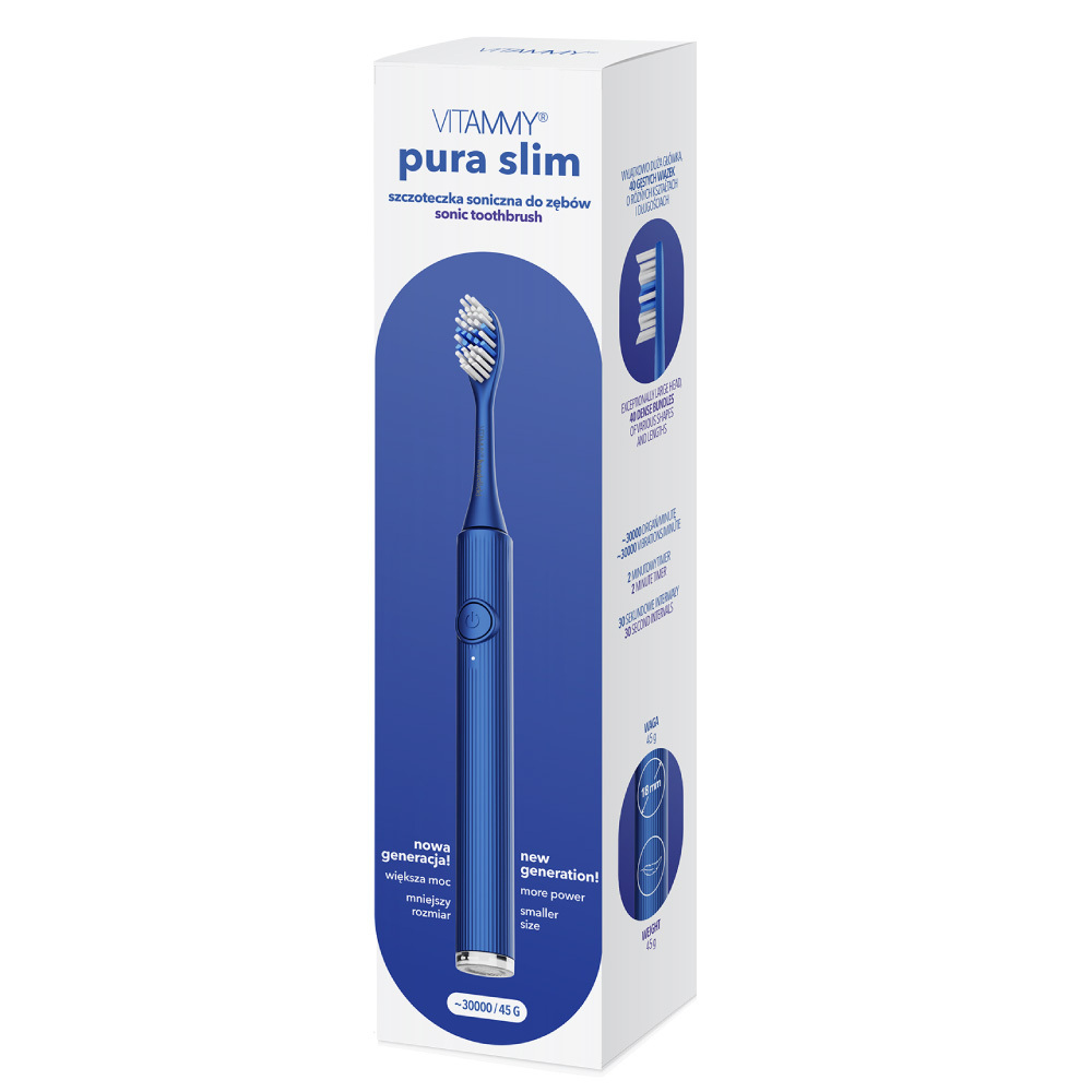 VITAMMY Pura Slim Ultralight Blue Sonická zubná kefka novej generácie, modrá
