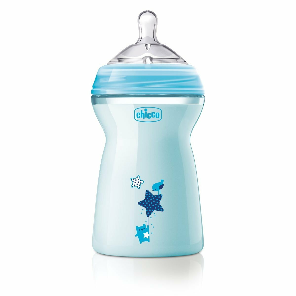 Chicco Natural Feeling detská dojčenská fľaša modrá 330ml, od 6m+