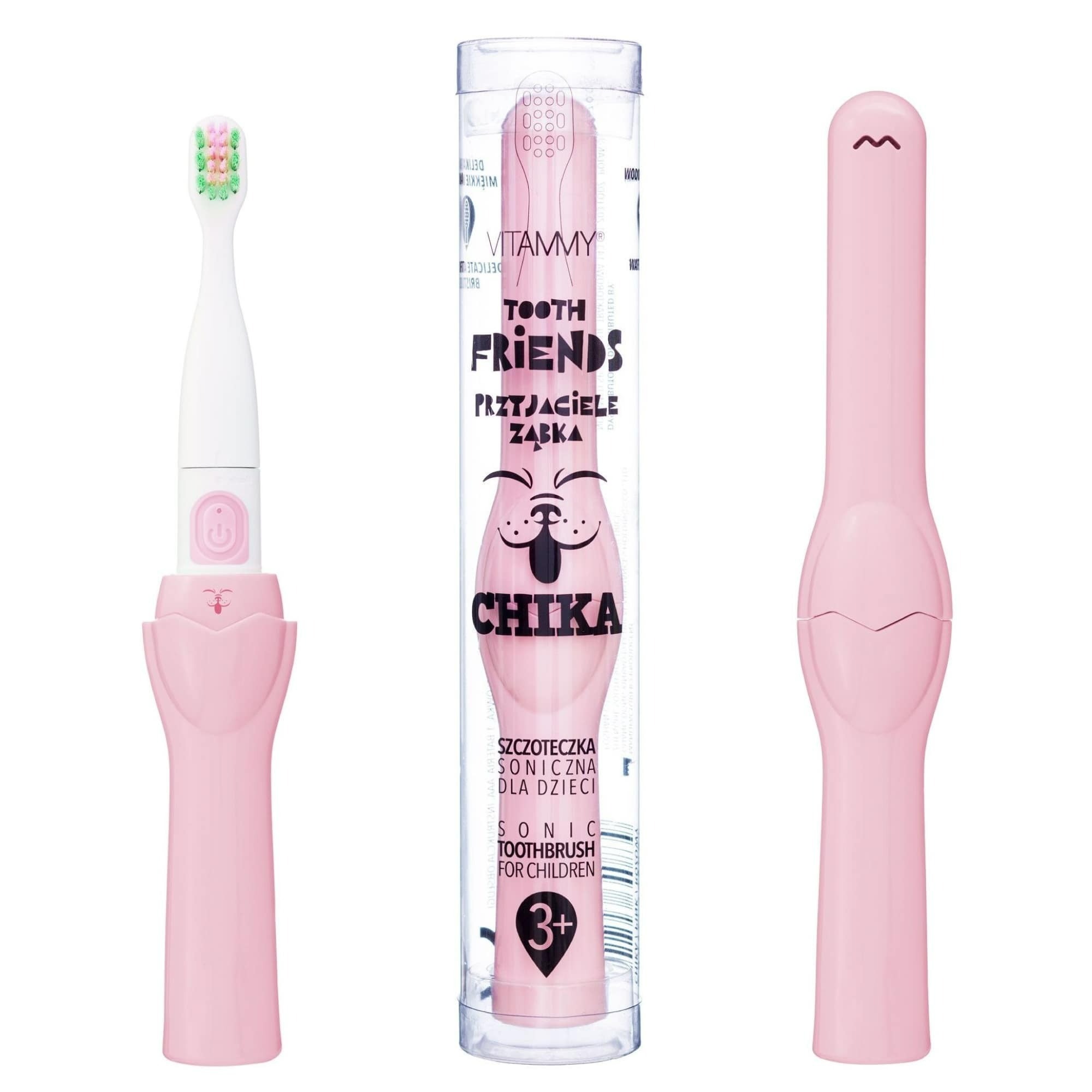 VITAMMY TOOTH FRIENDS detská sonická zubná kefka, ružová-CHIKA, od 3 rokov
