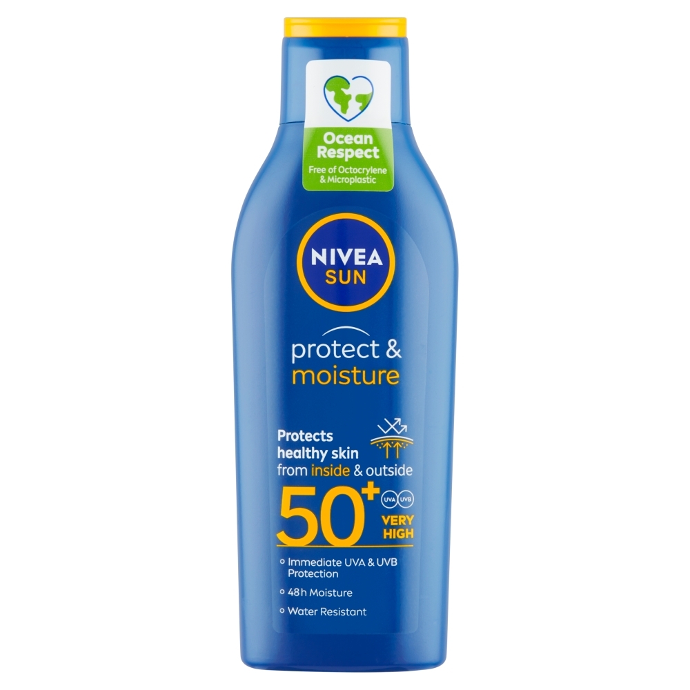 NIVEA Sun Protect & Moisture hydratačné mlieko na opaľovanie OF 50+, 200 ml