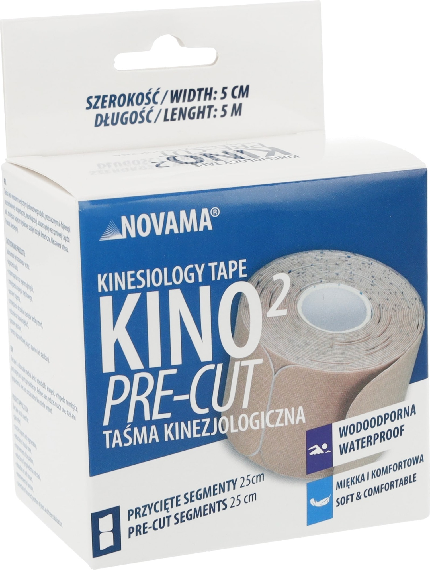 NOVAMA KINO2 PRE-CUT Predstrihaná kineziologická páska 5cmx5m/so segmentami 25cm, telová