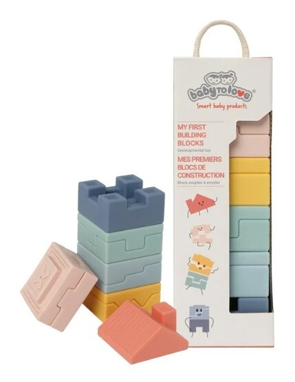 BabyToLove Moje prvé stavebné kocky – mäkké senzorické a edukačné bloky pre bábätká, 10 ks