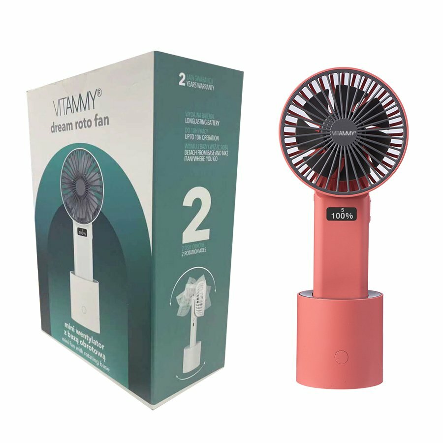 Dream Roto fan,  USB mini stolný ventilátor s otočnou základňou, červená