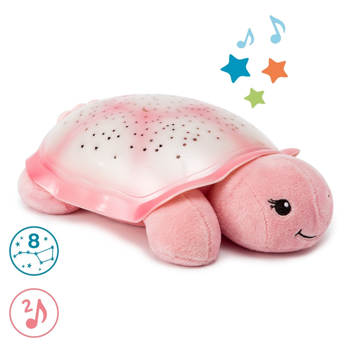 Cloud b®Twinkling Twilight Turtle™- Nočné svetielko s melódiou, Korytnačka, ružová, 0m+