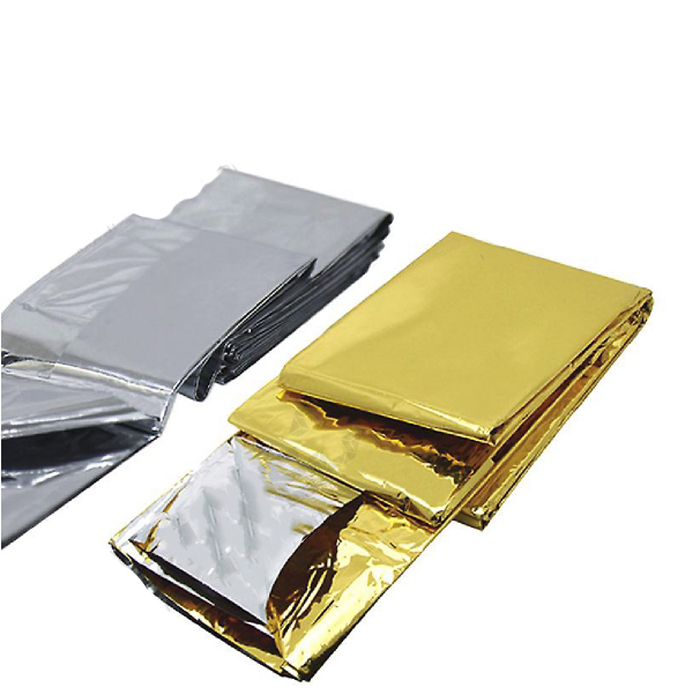 CARINE Núdzová deka, izotermická prikrývka, zlatá/strieborná 210X160cm, 200ks