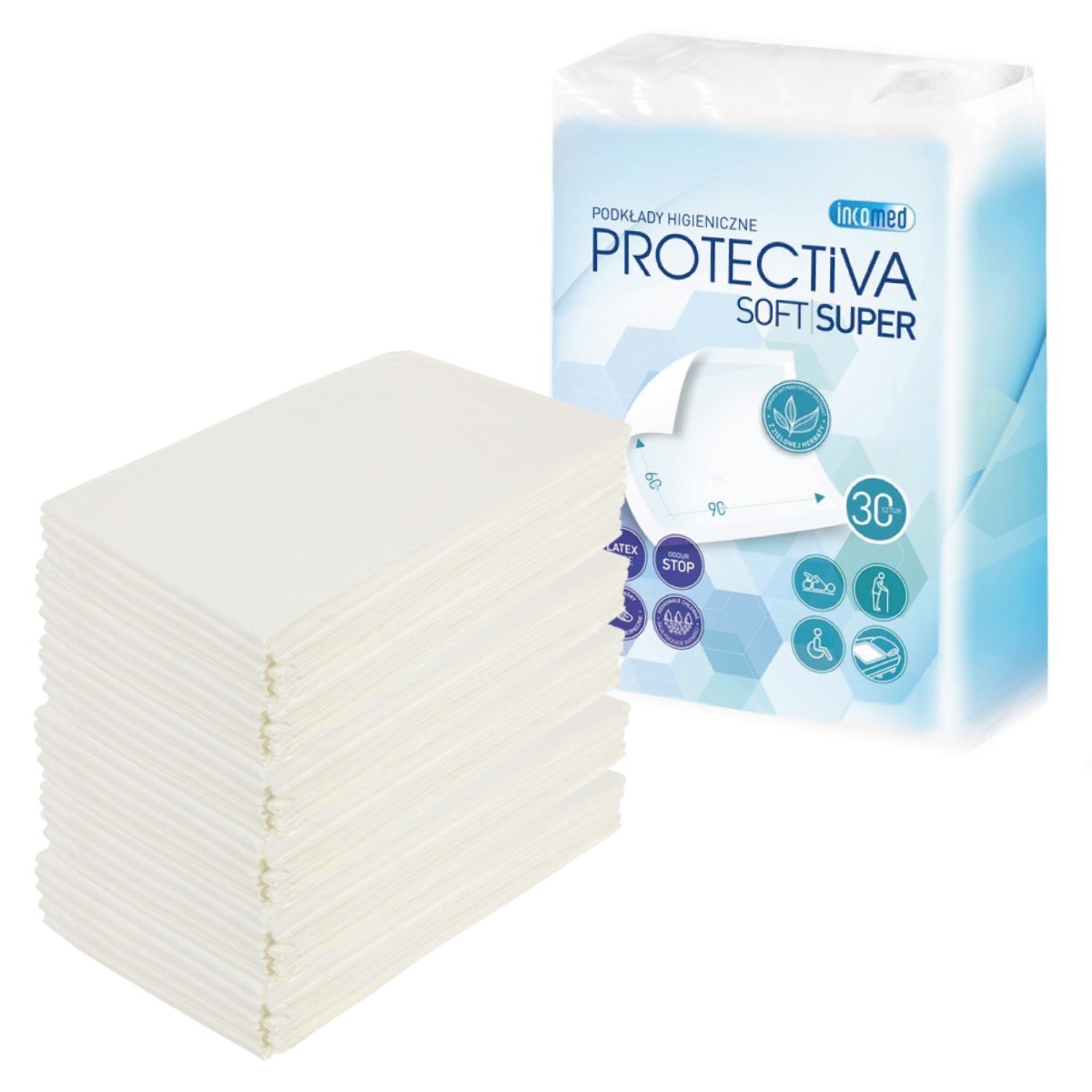 INCOMED PROTECTIVA SOFT SUPER Hygienické podložky, 60 × 90 cm, 30ks