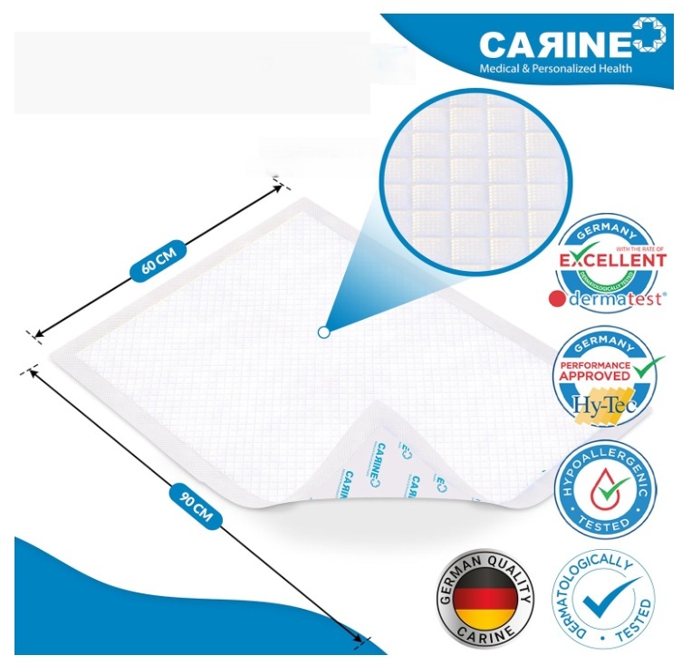 CARINE Jednorazové absorbčné podložky, modré, 60cmx90cm, absorbcia 1000 ml, 30ks