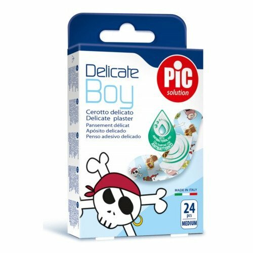PIC Delicate-Plastry Kids Boy Medium, Detské antibakteriálne náplasti pre chlapcov, 24ks