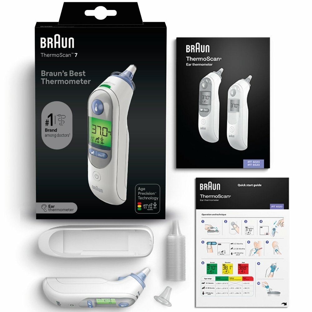 BRAUN ThermoScan 7 IRT6520 ušný teplomer so systémom "AGE Precision", biely