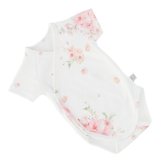 YOSOY Dojčenské body s krátkym rukávom, 100% organická bavlna, JAPANESE FLOWER, veľ. 56