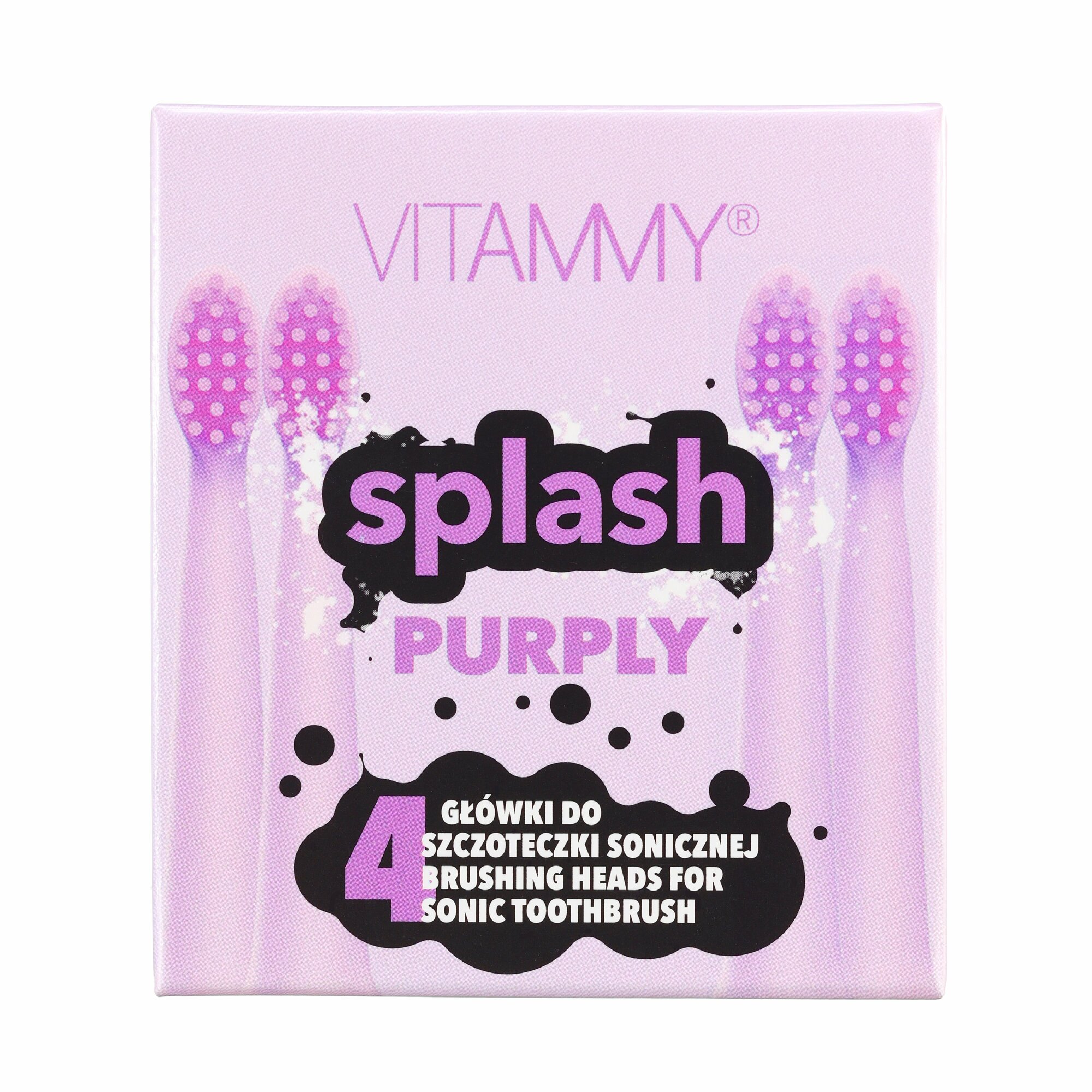 VITAMMY SPLASH, Náhradné násady na zubné kefky SPLASH, fialová/purple/, 4ks