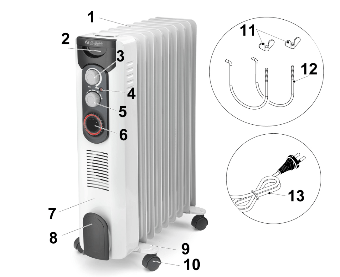 OLIMPIA SPLENDID Caldorad 9 Turbo – Olejový radiátor s časovačom a ventilátorom