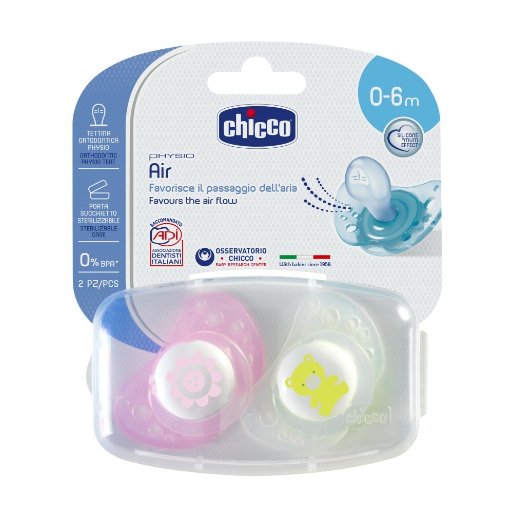 Chicco Physio Air Upokojujúci cumlík, ružový, 0m+