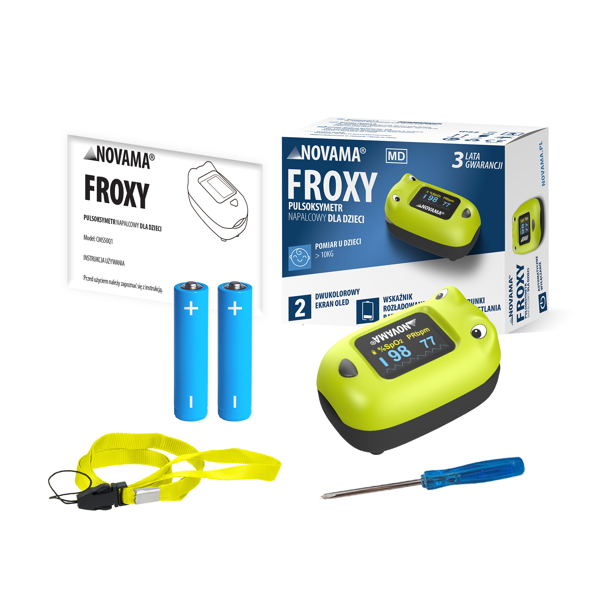 NOVAMA FROXY Pulzný oxymeter pre deti nad 10 kg s motívom zvieratka