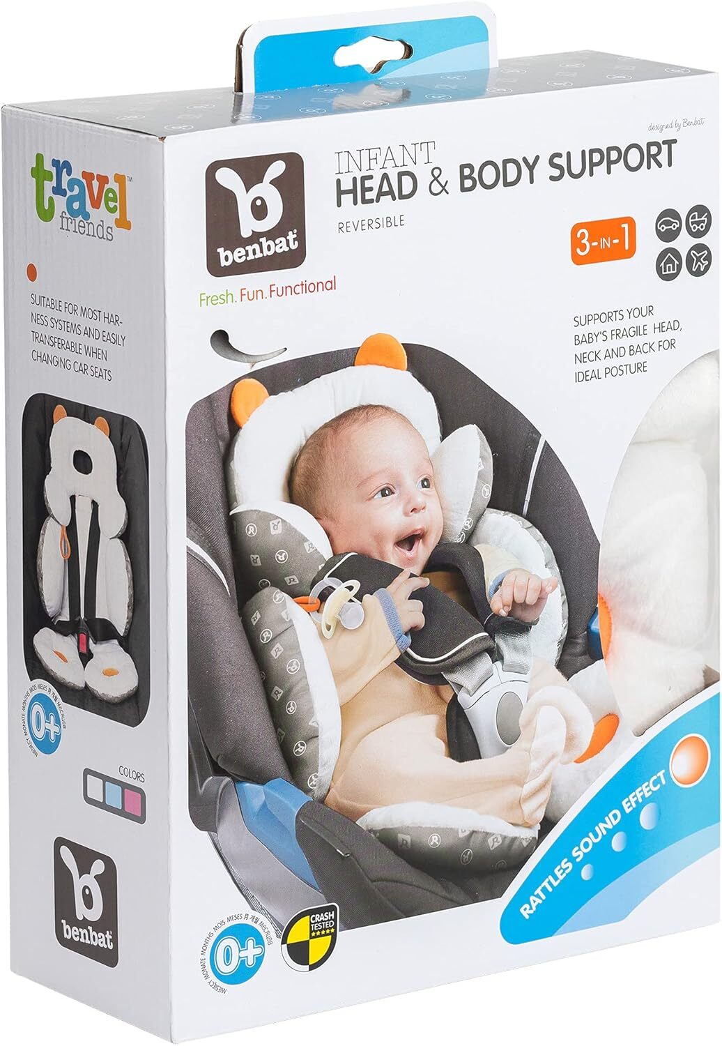 Benbat Body Support– Ergonomická obojstranná vložka do autosedačky a kočíka, biela