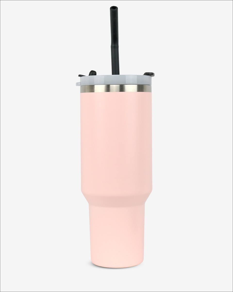 Runbott Latt Termohrnček s rúčkou a slamkou – 1000 ml, Pudrová ružová