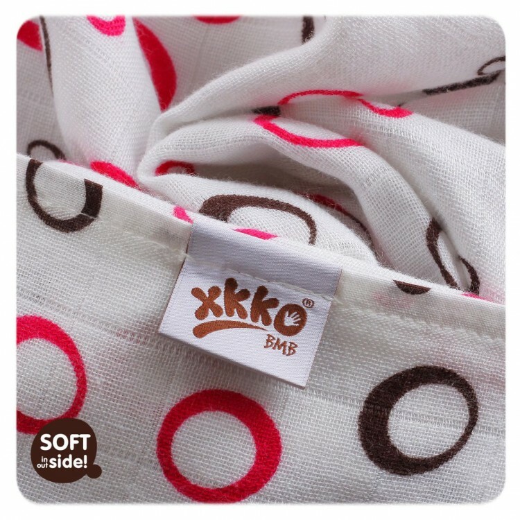 XKKO BMB Bambusová plienka Spirals&Bubbles 70x70 - Magenta MIX (3ks)