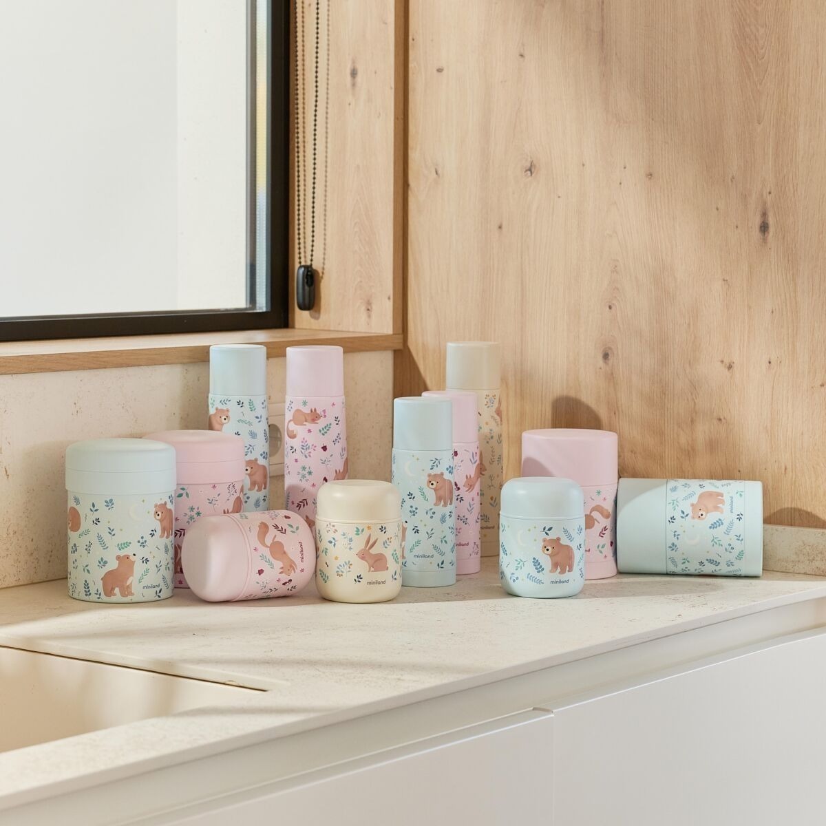 Miniland Detská nerezová termoska Dreamland 500 ml - Zajačiky
