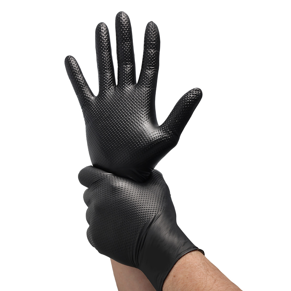 VELO STRONG GRIP Pevné nitrilové pracovné rukavice s pevným úchopom, veľ. S, čierne, 50ks