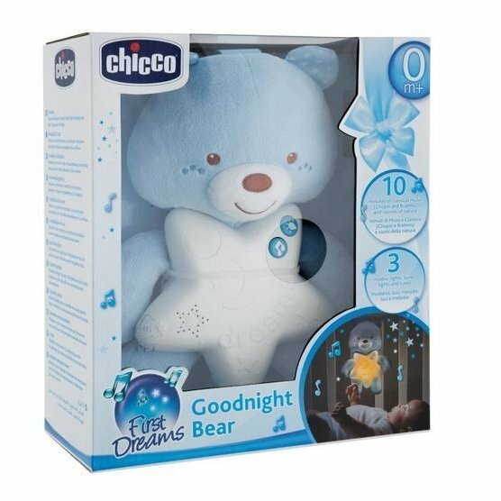 Chicco Goodnight bear svietiaci medvedík, nočné svetielko, modré