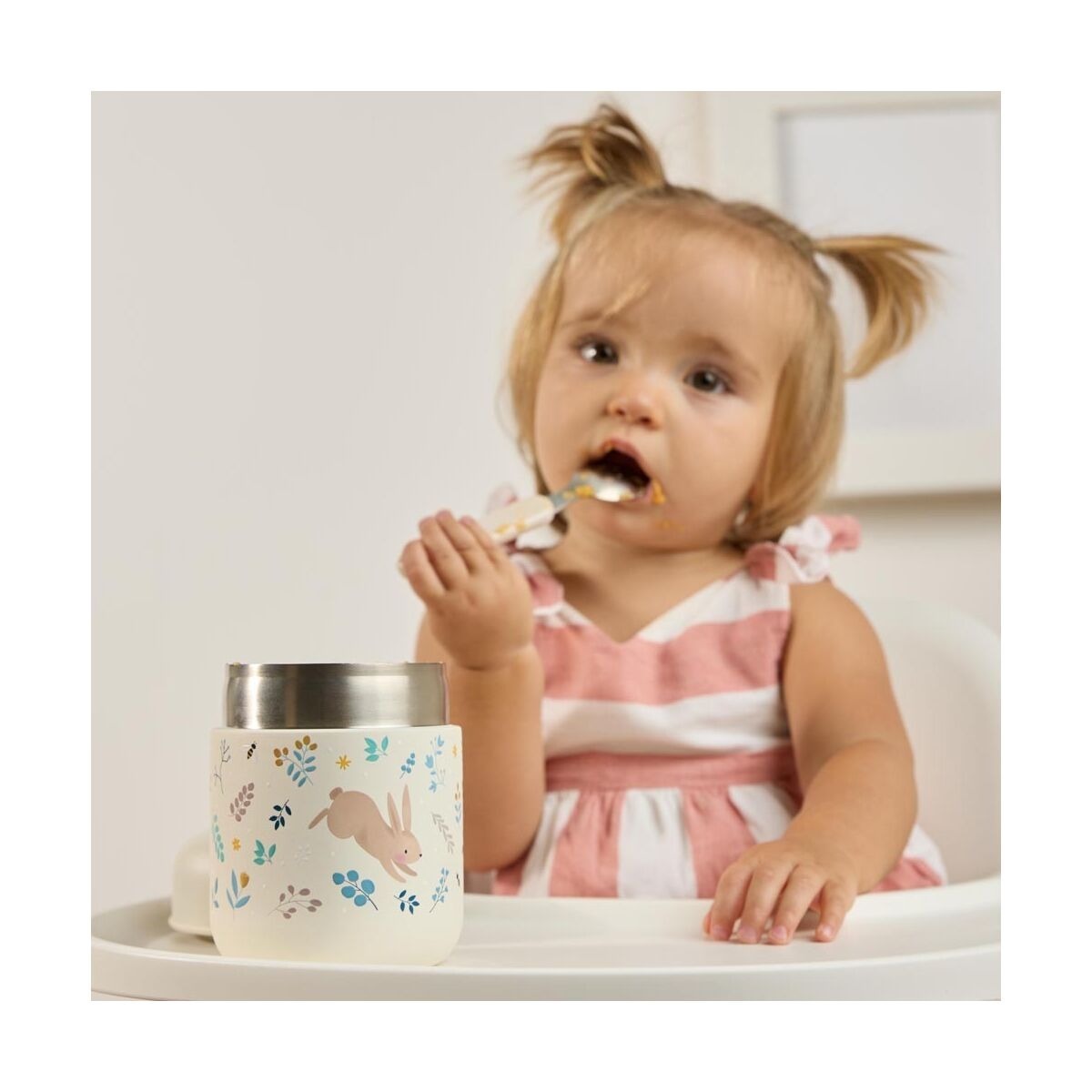 Miniland Mini termoska na jedlo Dreamland 280 ml - Zajačiky