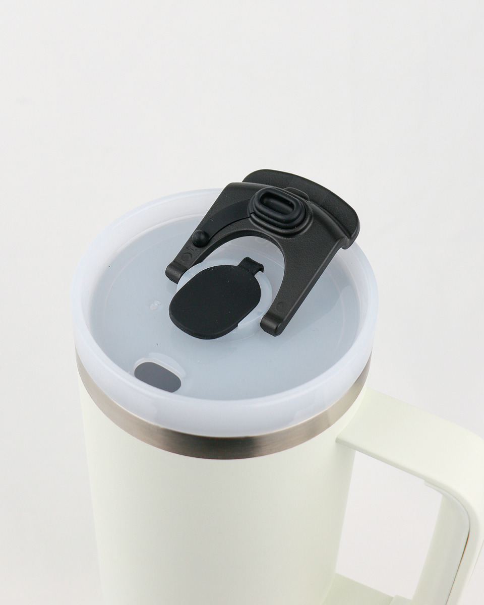 Runbott Latt Termohrnček s rúčkou a slamkou – 800 ml, Krémový