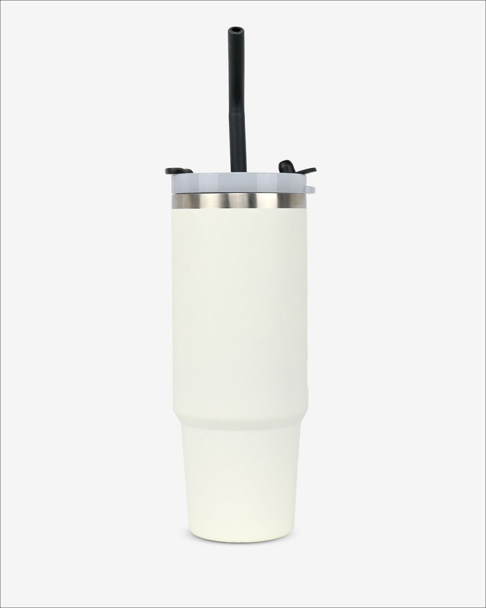 Runbott Latt Termohrnček s rúčkou a slamkou – 800 ml, Krémový