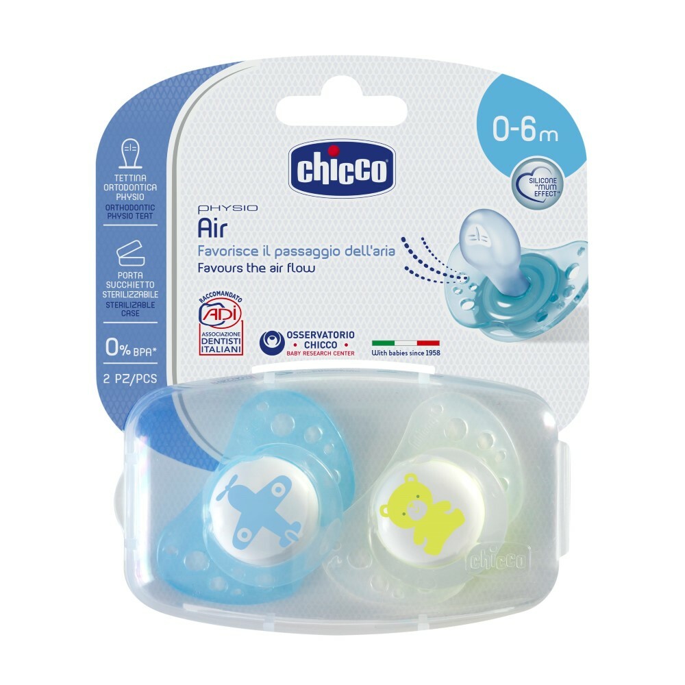 Chicco Physio Air Upokojujúci cumlík, modrý, 0m+