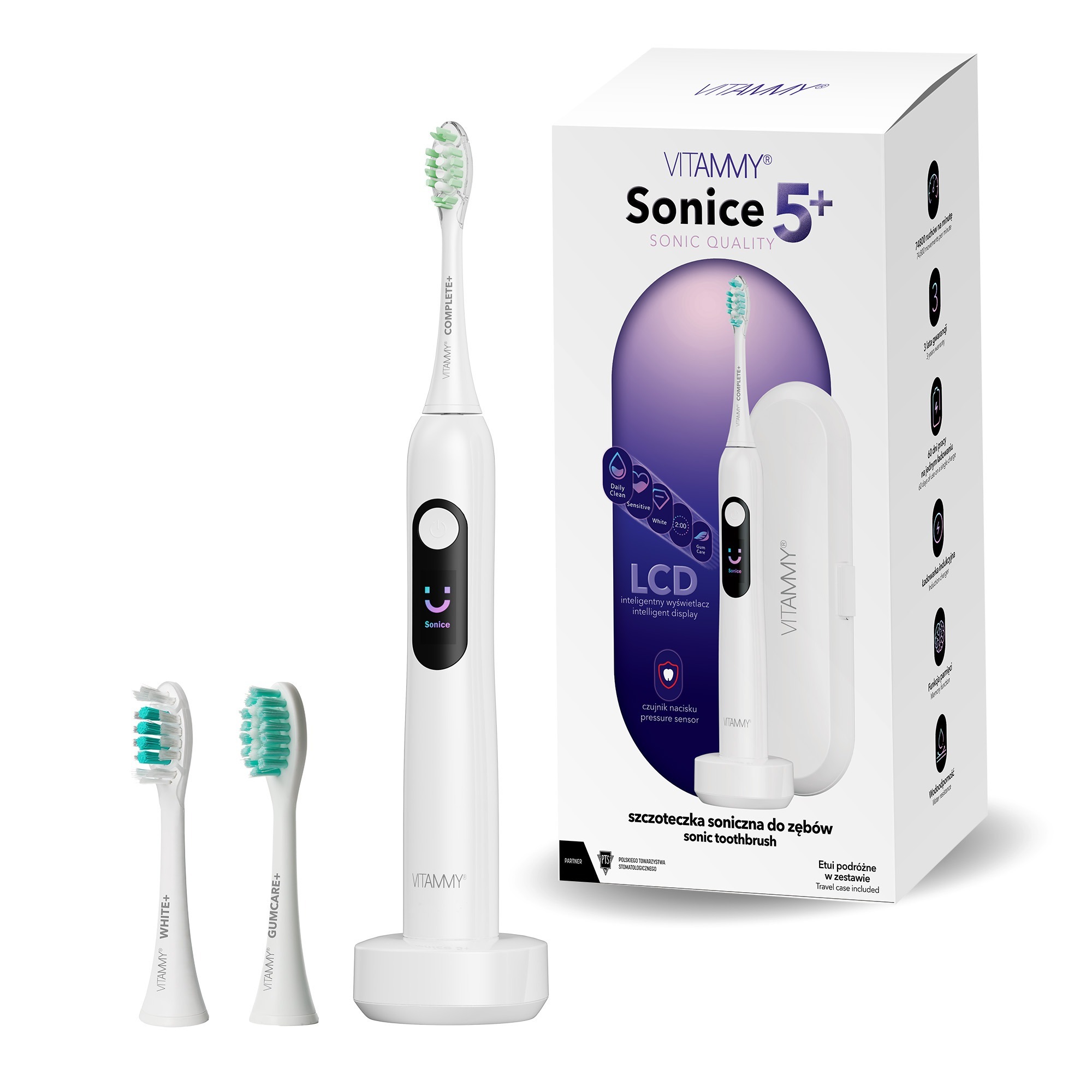 VITAMMY SONICE 5+ Black Sonická zubná kefka (5 režimov + displej) – Biela