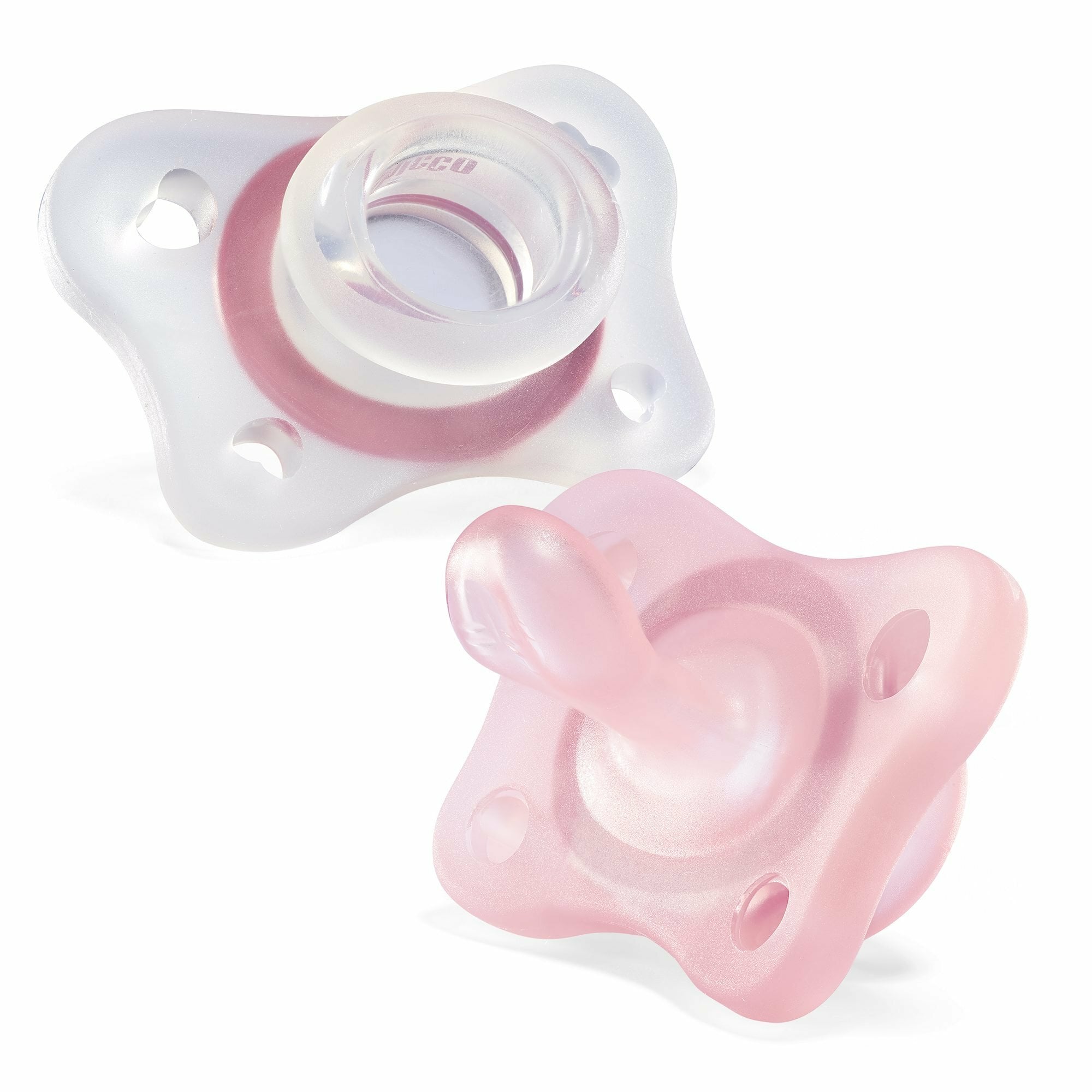 Chicco Physio Forma Mini Soft upokojujúce cumlíky, 2ks, ružová/transparentná, 2-6m