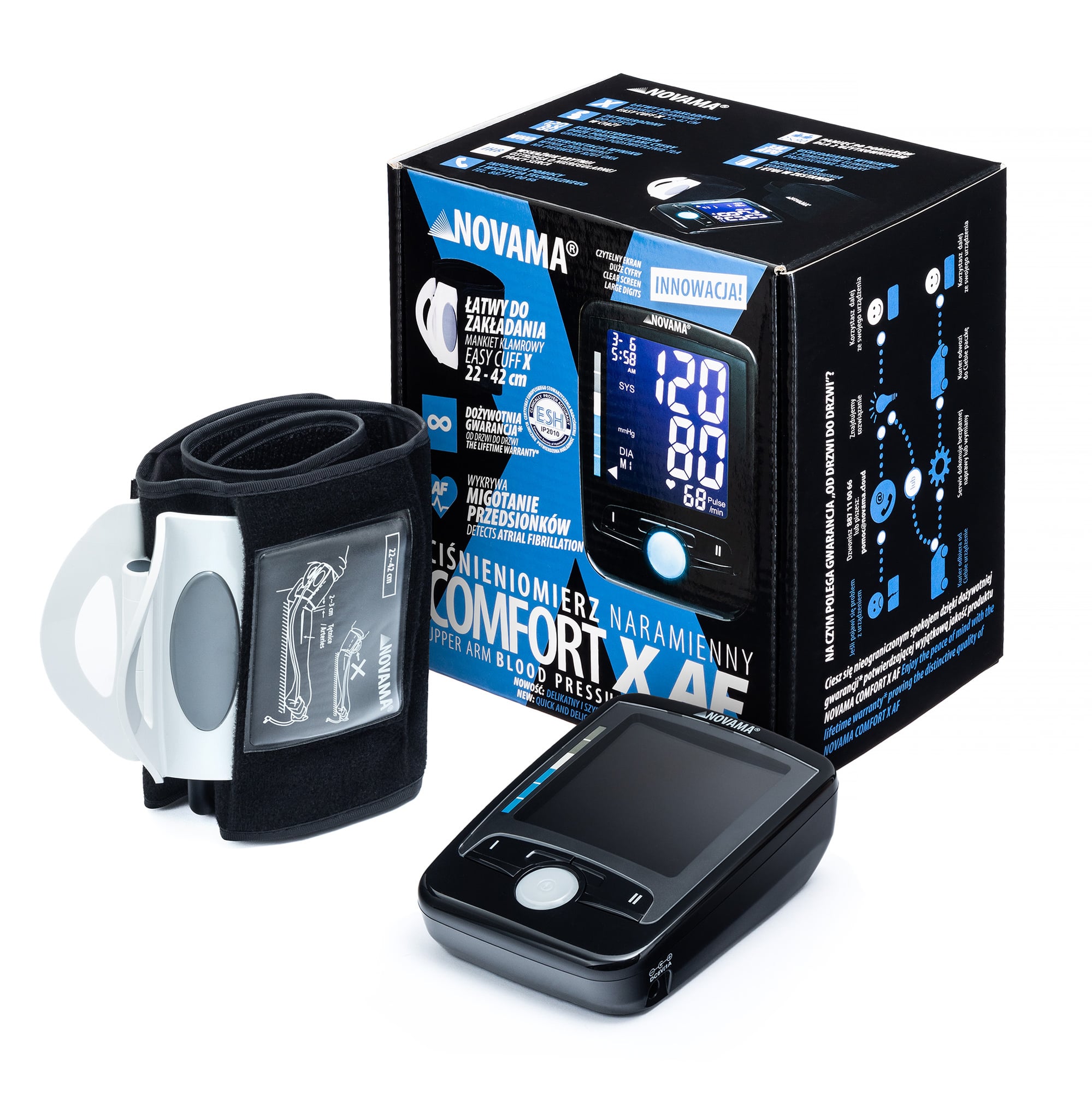NOVAMA Comfort X Ramenný tlakomer+ Novama Pulmoxi Pulzný oxymeter, Darčeková sada