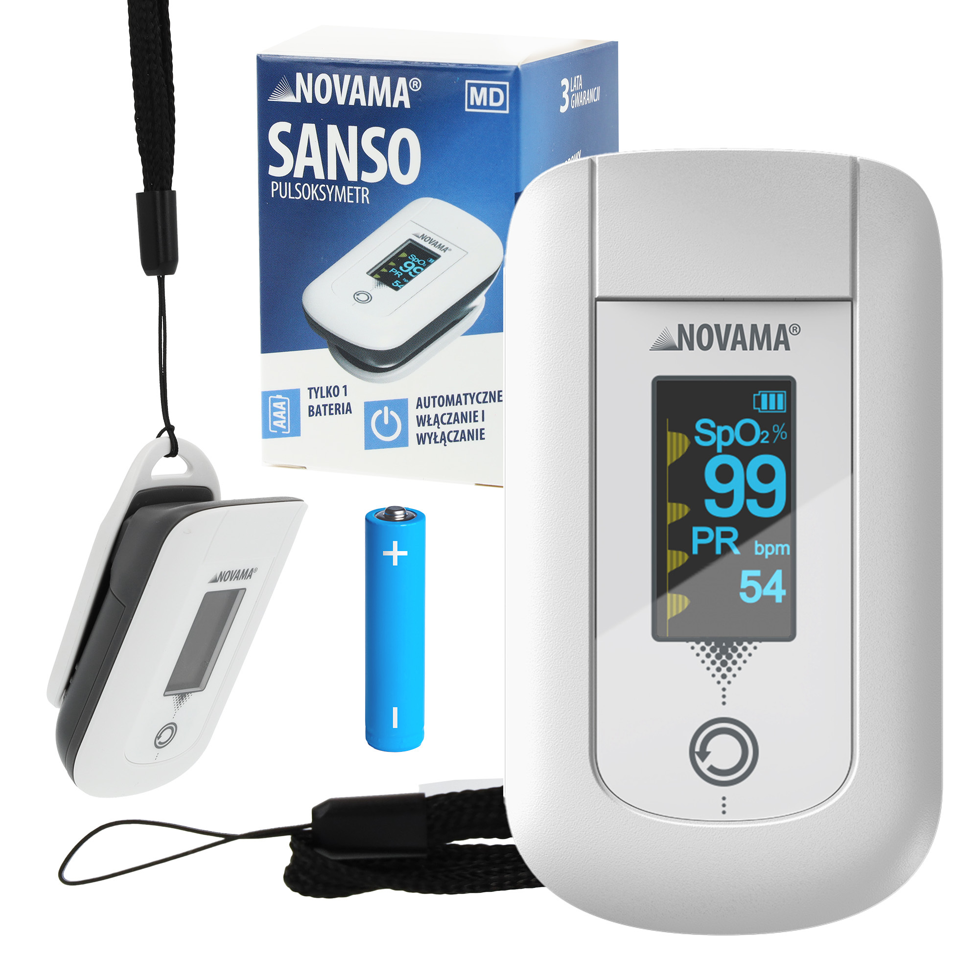 NOVAMA SANSO Pulzný oximeter s OLED displejom a detekciou pohybu