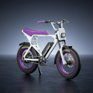 Macfox X1S Elektrický bicykel (Moped-Style), Fat Bike kolesá, vysoký dojazd, fialový