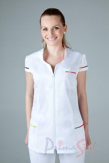 Primastyl Dámska zdravotnícka blúzka ZLATKA s farebným lemom, biela veľ. XXXL