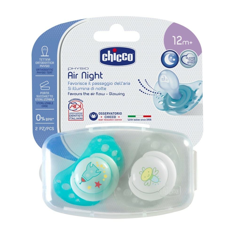 Chicco Physio Air Lumi Upokojujúci cumlík svietiaci v tme, 16m+