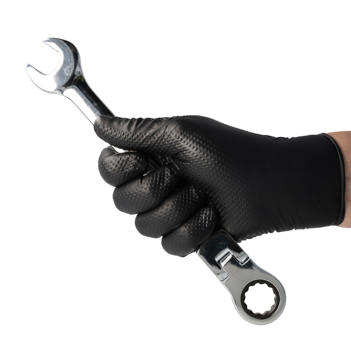 VELO STRONG GRIP Pevné nitrilové pracovné rukavice s pevným úchopom, veľ. XL, čierne, 50ks