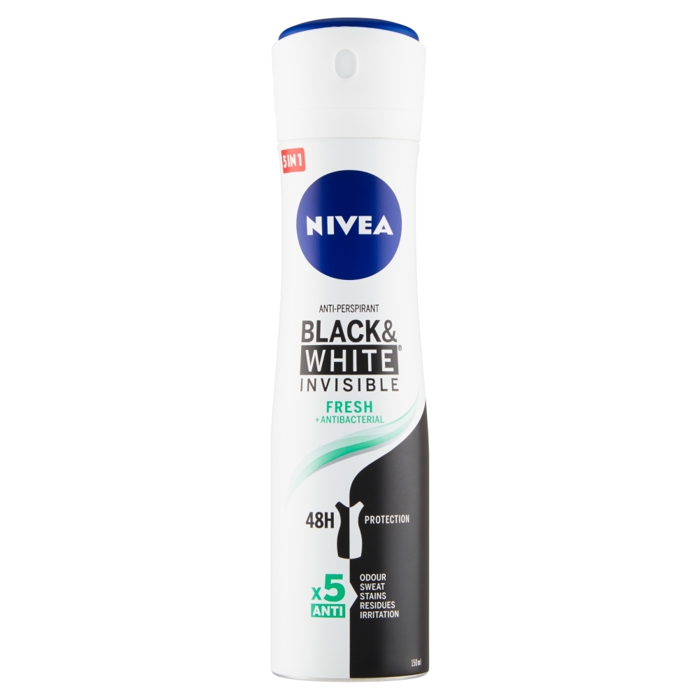 NIVEA Black & White Invisible Fresh Sprej antiperspirant, 150 ml