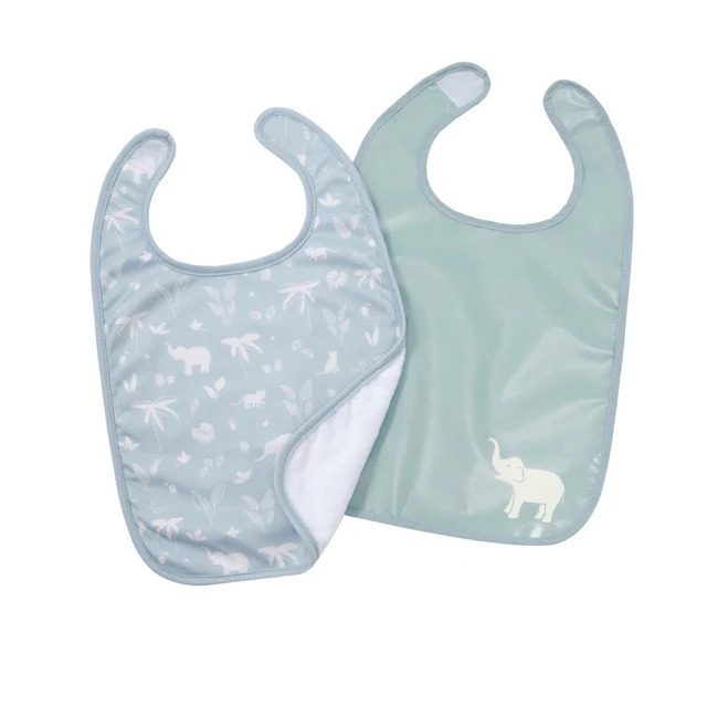 BabyToLove Set podbradníkov  – Mäkké nepremokavé podbradníky, Green Tropics, 2ks