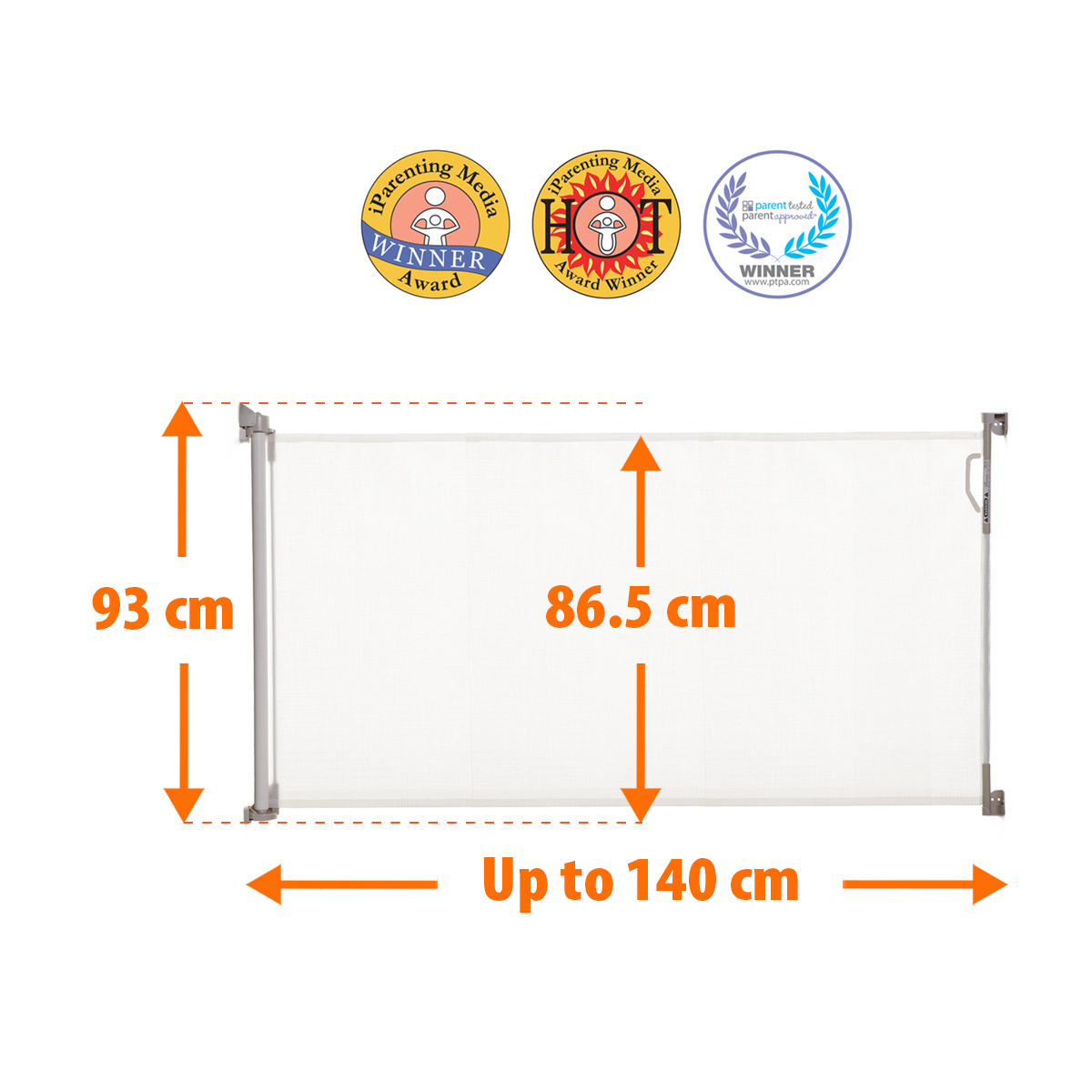 Dreambaby Roll Up Bezpečnostná zábrana rolovacia(šírka 140cm, výška 86,5cm), biela