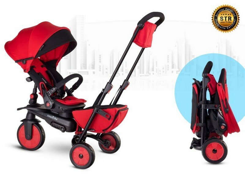Smart Trike STR7 Skladacia detská trojkolka/kočík, 7v1, červená, 6m-3r