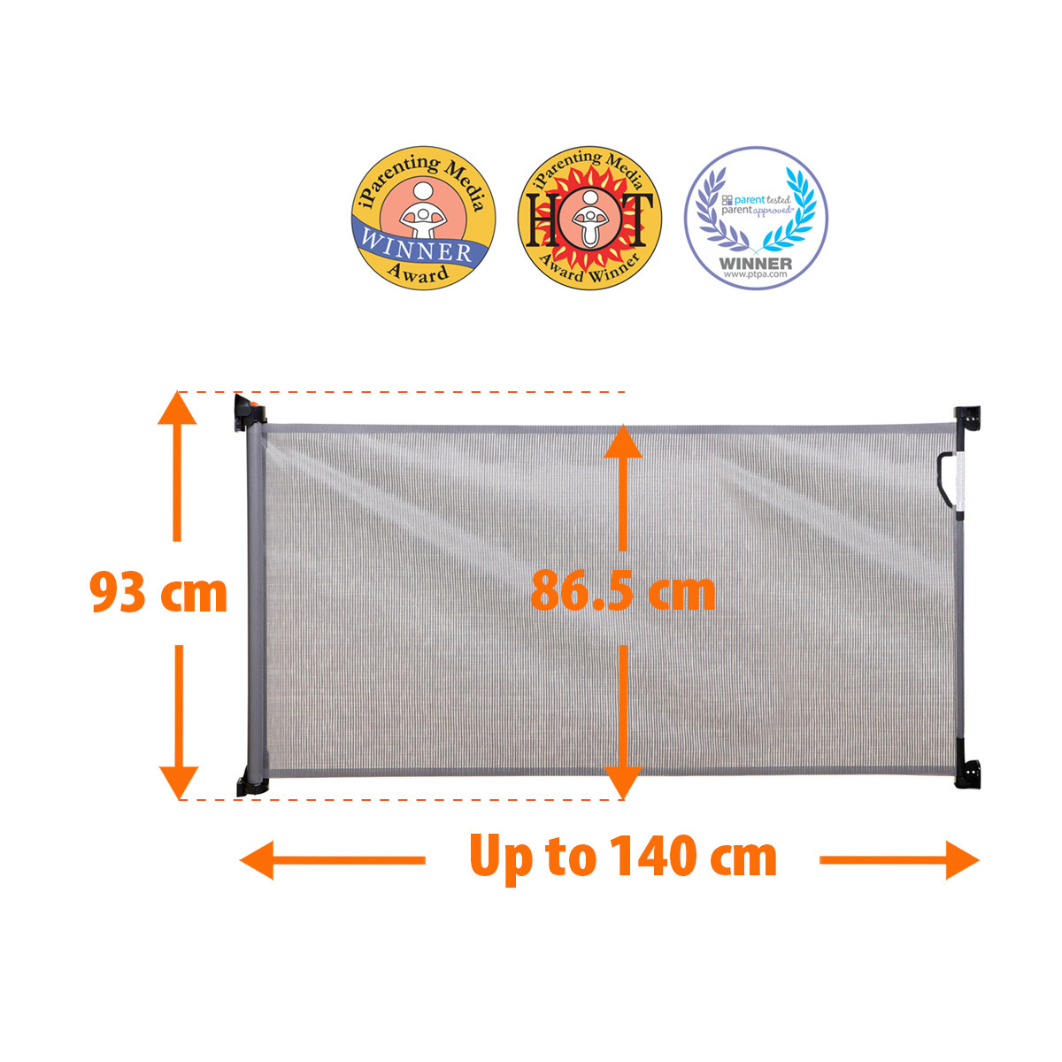 Dreambaby Roll Up Bezpečnostná zábrana rolovacia(šírka 140cm, výška 86,5cm), šedá