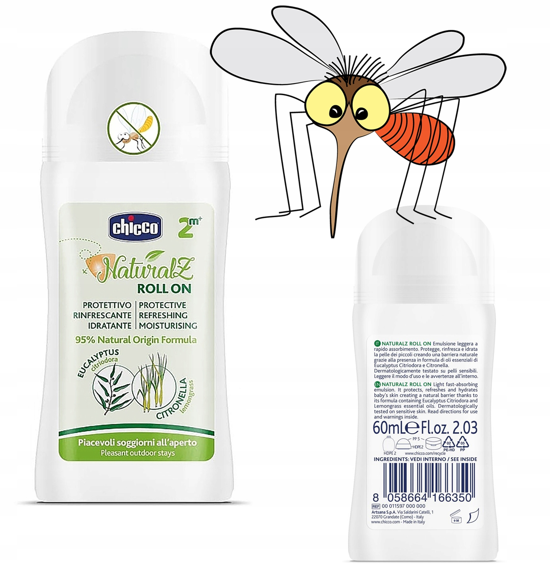 CHICCO NaturalZ Roll-on Ochranná roll-on gulička proti komárom, 60ml, od 2m+