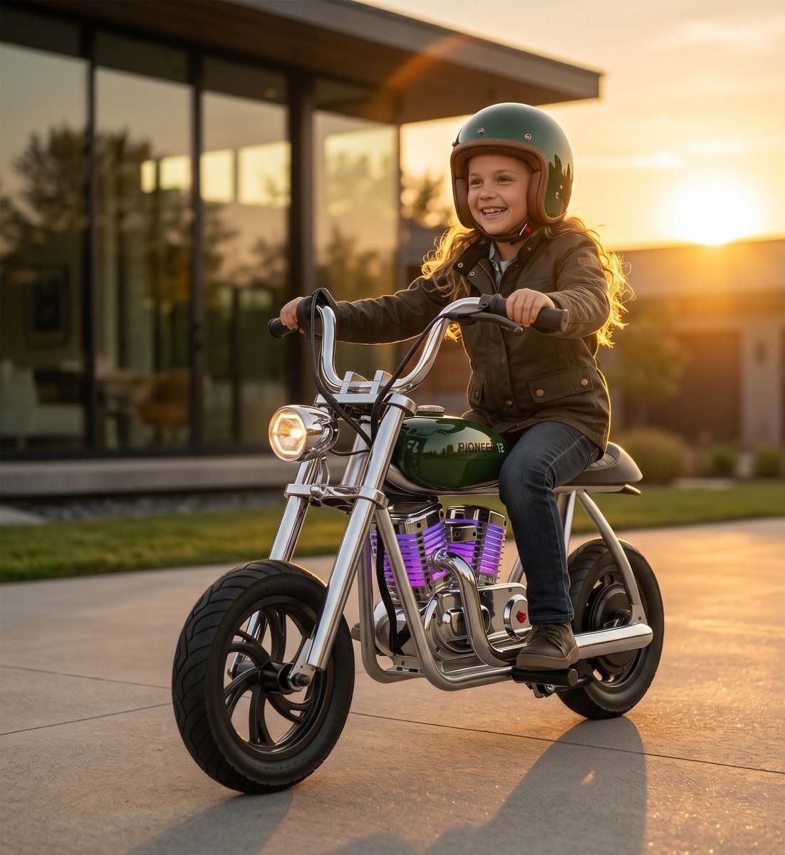 Hyper Gogo Pioneer 12 Plus Detská elektrická motorka s aplikáciou a Bluetooth – Zelená