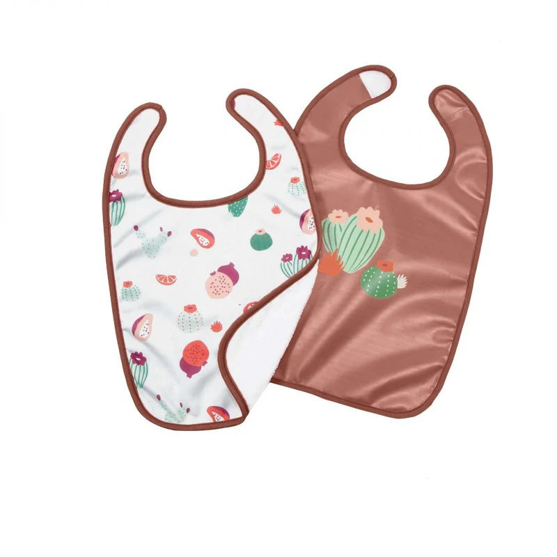BabyToLove Set podbradníkov  – Mäkké nepremokavé podbradníky, Cactus Garden, 2ks