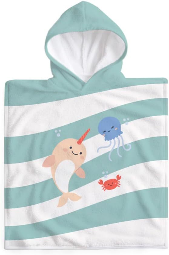 Miniland Detské bavlnené pončo s kapucňou Swim – 65x65 cm